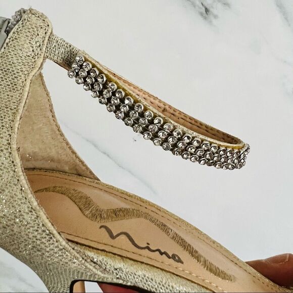 Nina jeweled Ankle Strap Heeled Sandals Size 7M - Picture 7 of 7